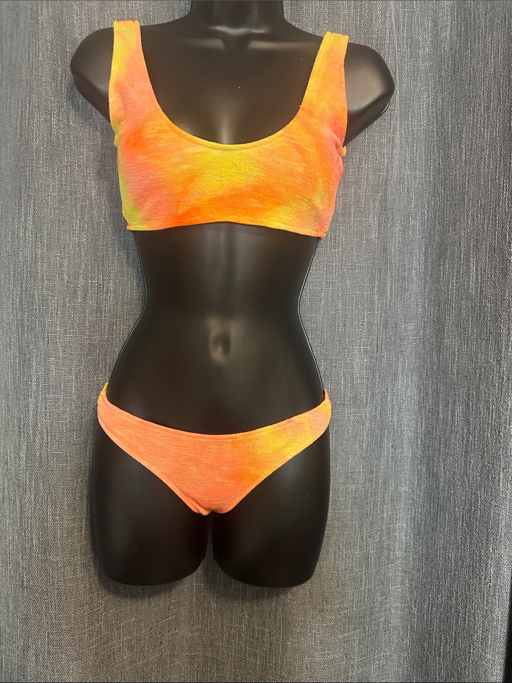 Swim like a mermaid Tie-Dye Scoop Neck Bikini Set - Neon Orange & Yellow